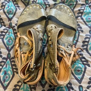 A.S.98  green wedge sandals. Size 39. In excellent condition.